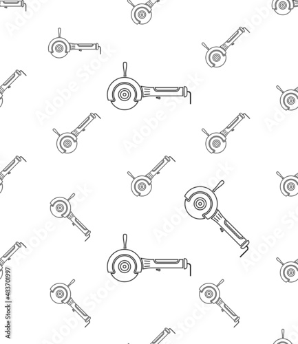 Angle Grinder Icon Seamless Pattern, Side, Disc Grinder, Handheld Power Tool Icon