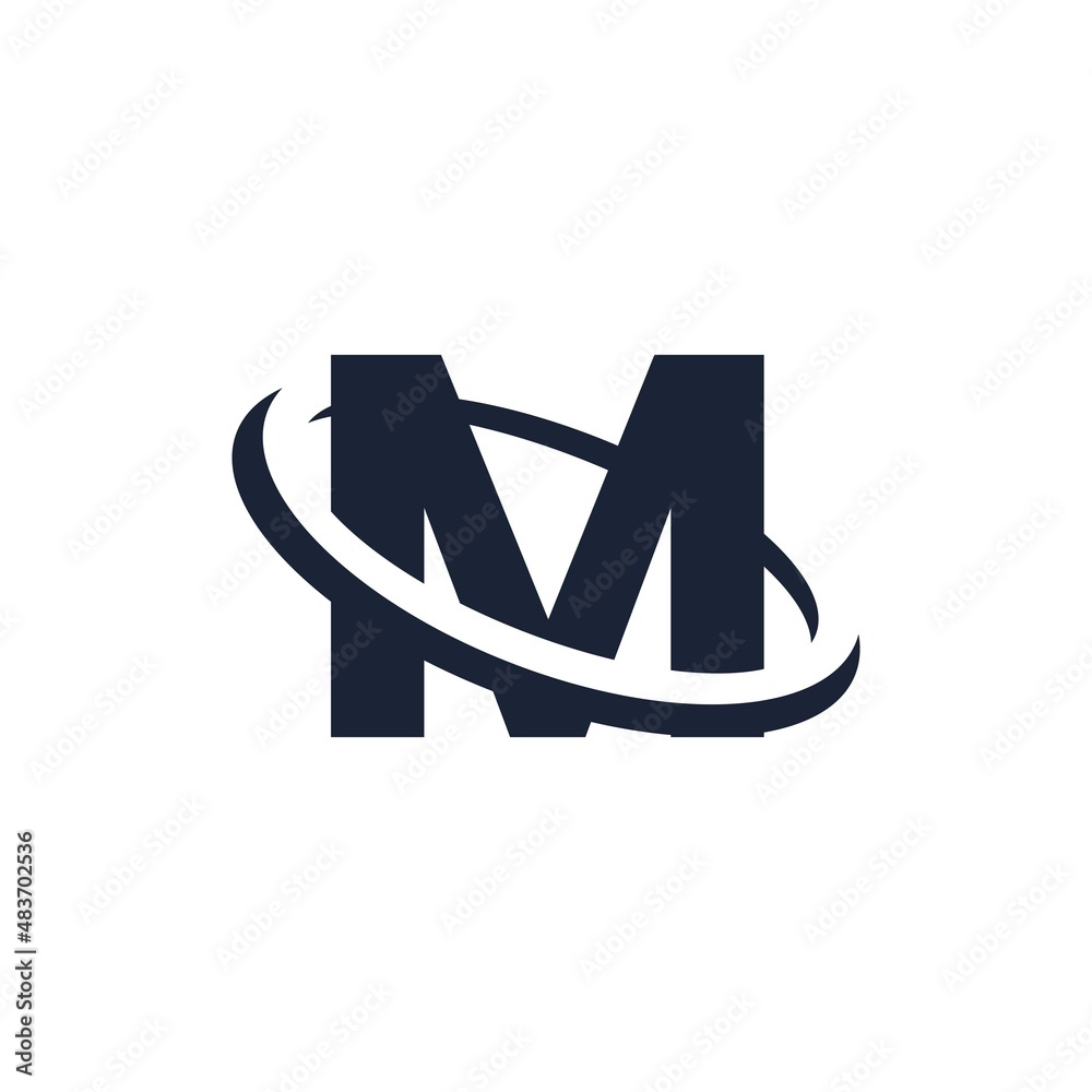 Letter M Logo Initial with Circle Shape. Swoosh Alphabet Logotype ...