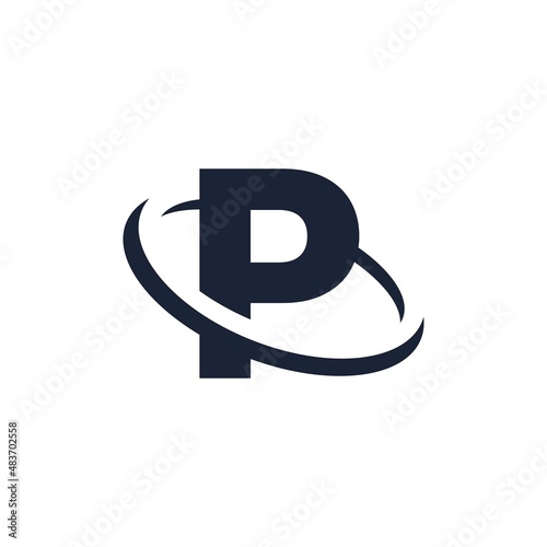 Free Download Letter P Logo Initial with Circle Shape. Swoosh Alphabet Logotype Simple and Minimalist - GFXLoad
