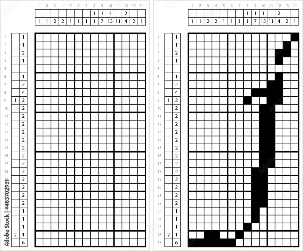 Fototapeta premium Alphabet J Lowercase Nonogram Pixel Art M_2201002