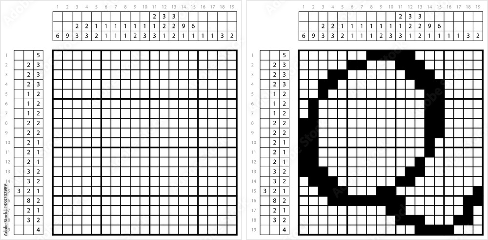 Fototapeta premium Alphabet Q Nonogram Pixel Art M_2201002