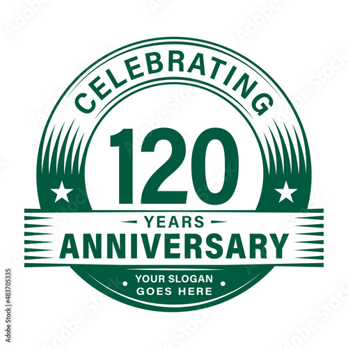 120 years anniversary celebration design template. 120th logo vector illustrations. 