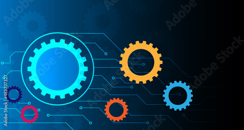 Gear Engine work Mechanical concept.future Technology machine engineering symbol. Industry development. Business solution idea. EP.1