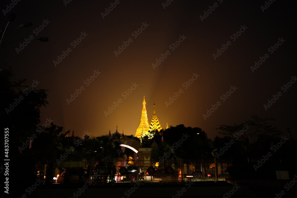 Night view of Pagoda, Yangon, Myanmar