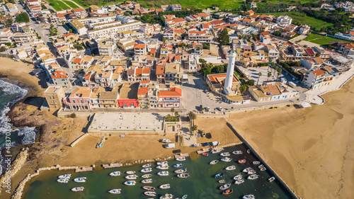 Aerial View of Punta Secca, Santa Croce Camerina, Ragusa, Sicily, Italy, Europe
