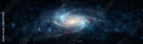 Fototapeta Naklejka Na Ścianę i Meble -  A view from space to a spiral galaxy and stars. Universe filled with stars, nebula and galaxy,. Elements of this image furnished by NASA.
