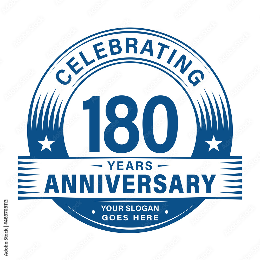 Fototapeta premium 180 years anniversary celebration design template. 180th logo vector illustrations. 