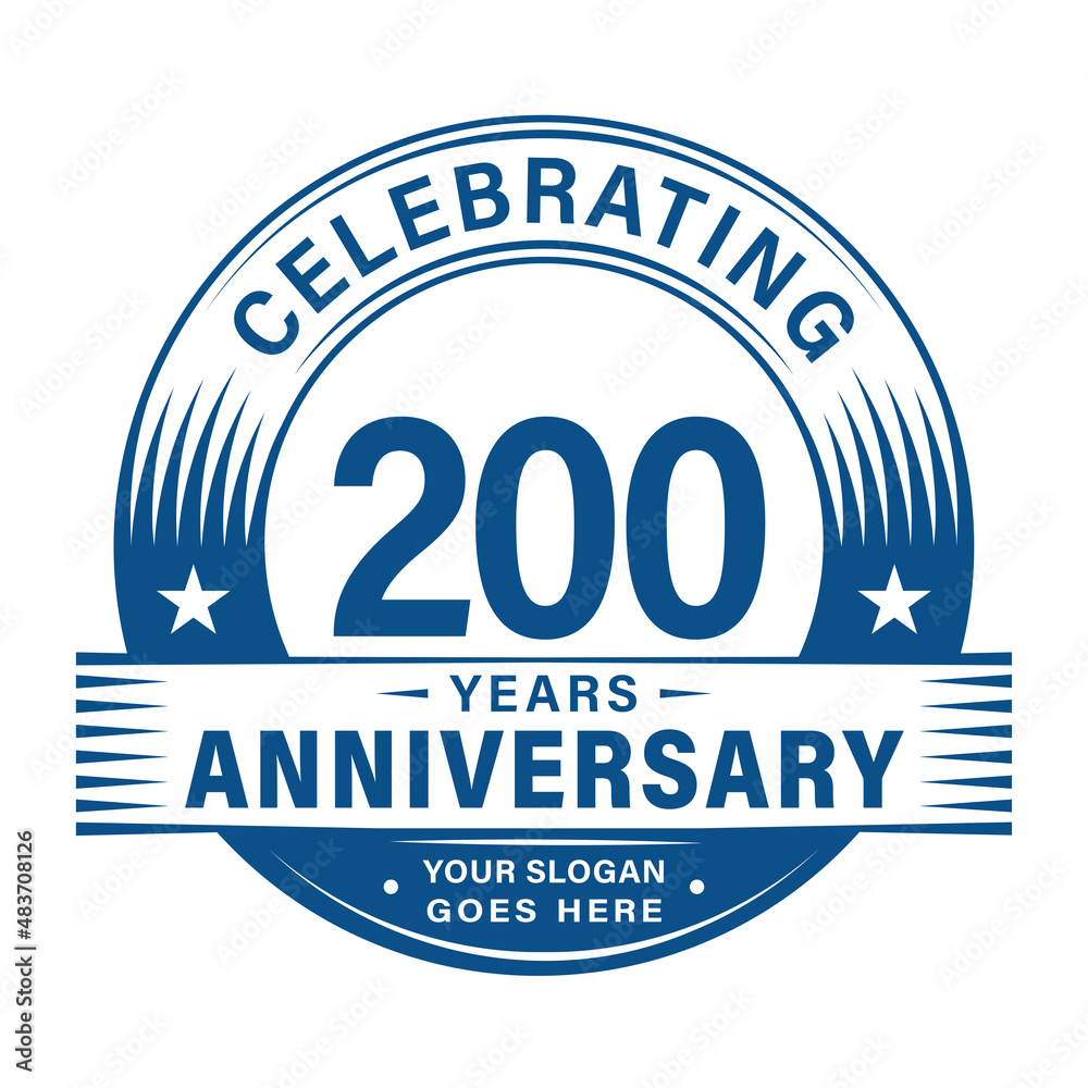 Fototapeta premium 200 years anniversary celebration design template. 200th logo vector illustrations.