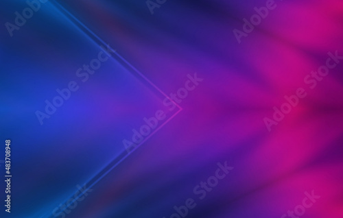 Dark abstract background with neon lines, waves, glow. Empty gradient futuristic banner