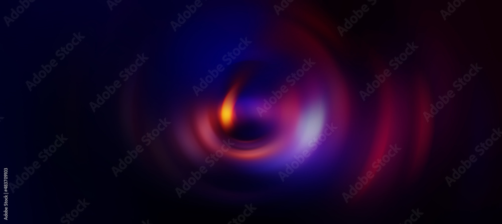 Abstract blurred futuristic background. Bright ultraviolet glow, neon lines, shapes