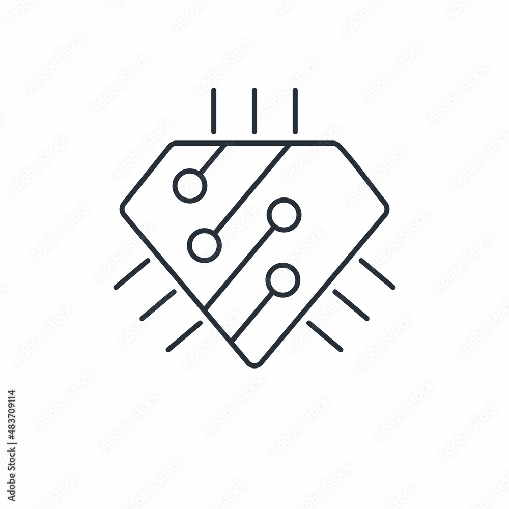Electronic jewel. Exceptional equipment control and monitoring capabilities. Smart technologies. Vector linear icon isolated on white background