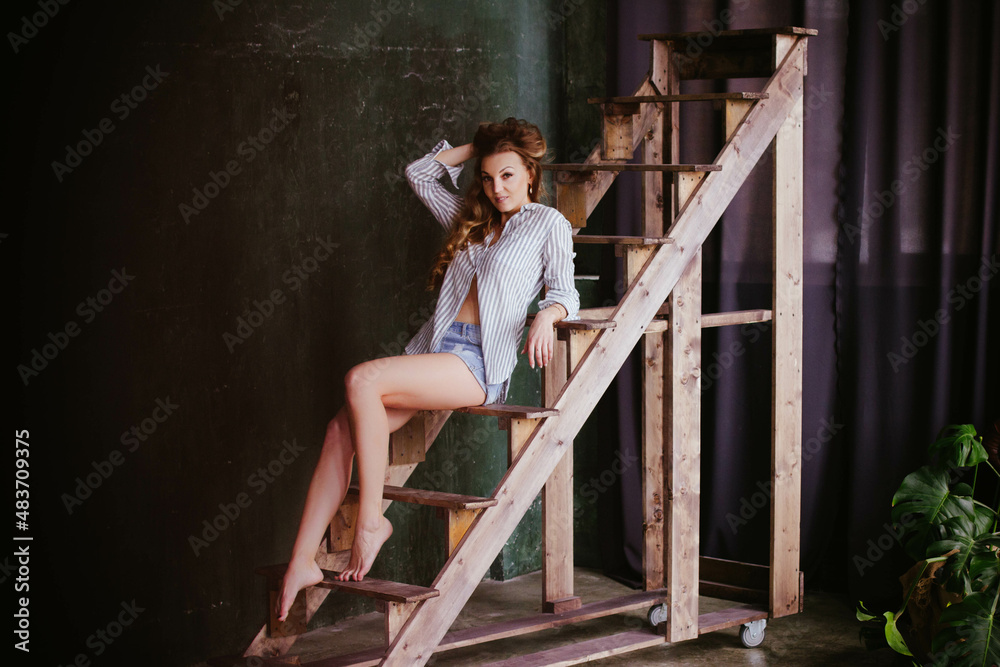 beautiful young woman with long hair posing beautiful young woman with long hair posing