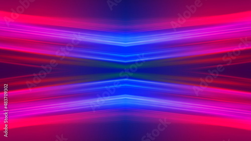 Abstract blurred futuristic background. Bright ultraviolet glow, neon lines, shapes