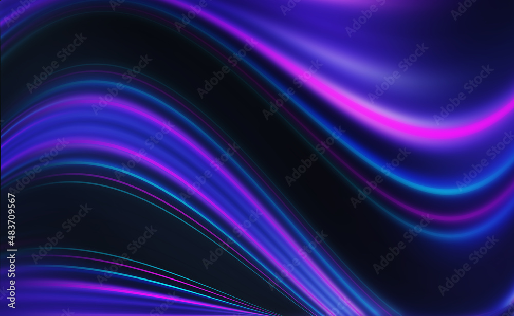 Dark abstract background with neon lines, waves, glow. Empty gradient futuristic banner Dark abstract background with neon lines, waves, glow. Empty gradient futuristic banner
