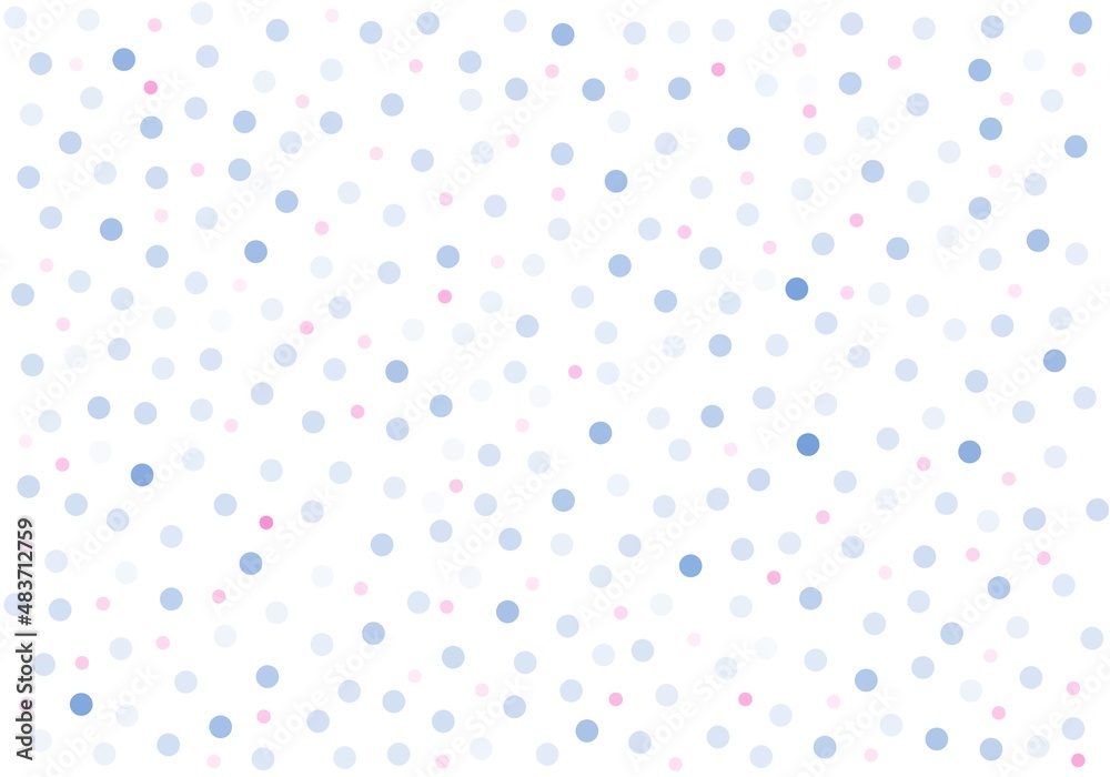 Hand drawn abstract background. Blue and pink snowflakes. Polka dots wallpapers. Isolated on a white background. Winter and Easter pattern.