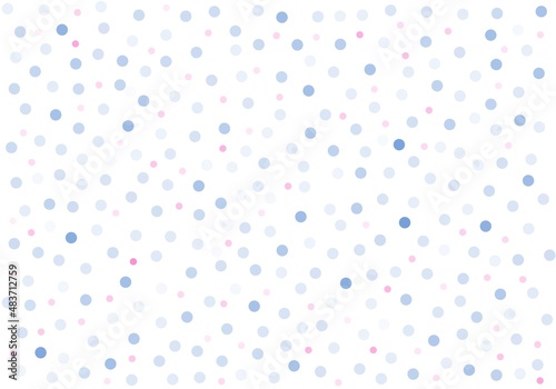 Hand drawn abstract background. Blue and pink snowflakes. Polka dots wallpapers. Isolated on a white background. Winter and Easter pattern.