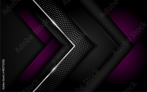 Wallpaper Mural Abstract Dark Background Combined with Modern Purple Shape and Silver Lines. Torontodigital.ca