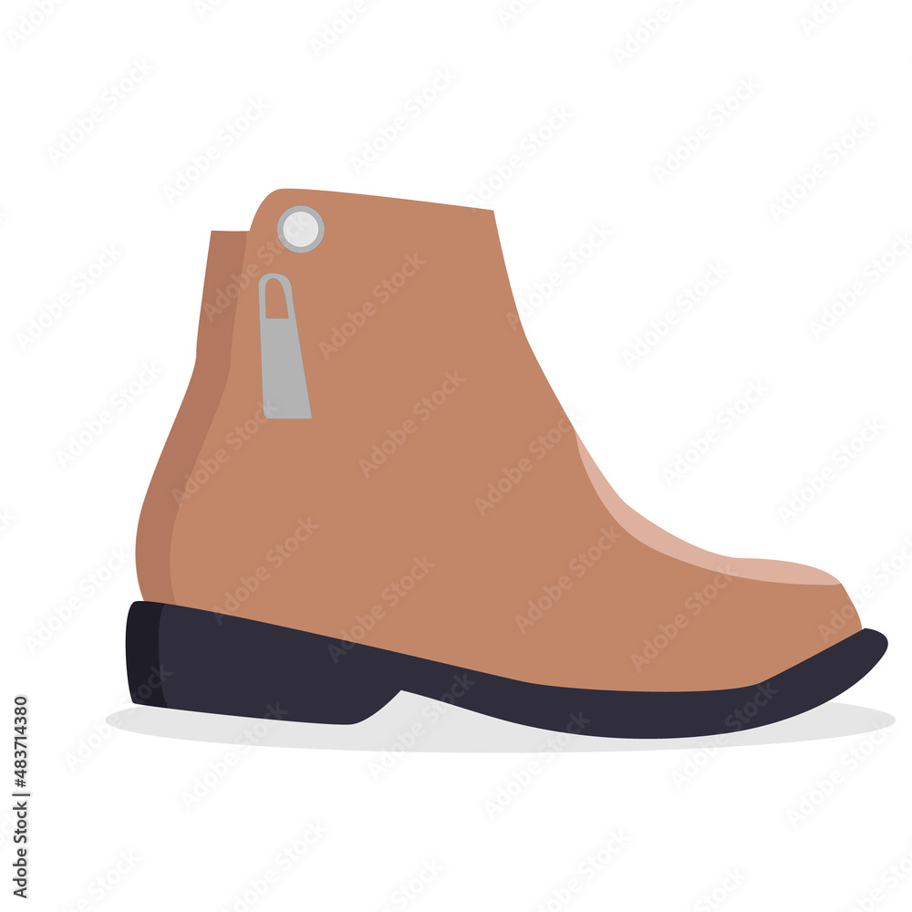 Fashionable brown women's boot on a white background. Vector. Fashionable brown women's boot on a white background. Vector.