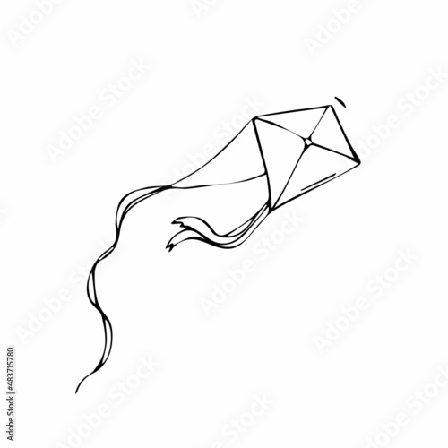 Kite hand drawn outline doodle icon. Vector sketch illustration of kite for print, web, mobile and infographics isolated on white background.