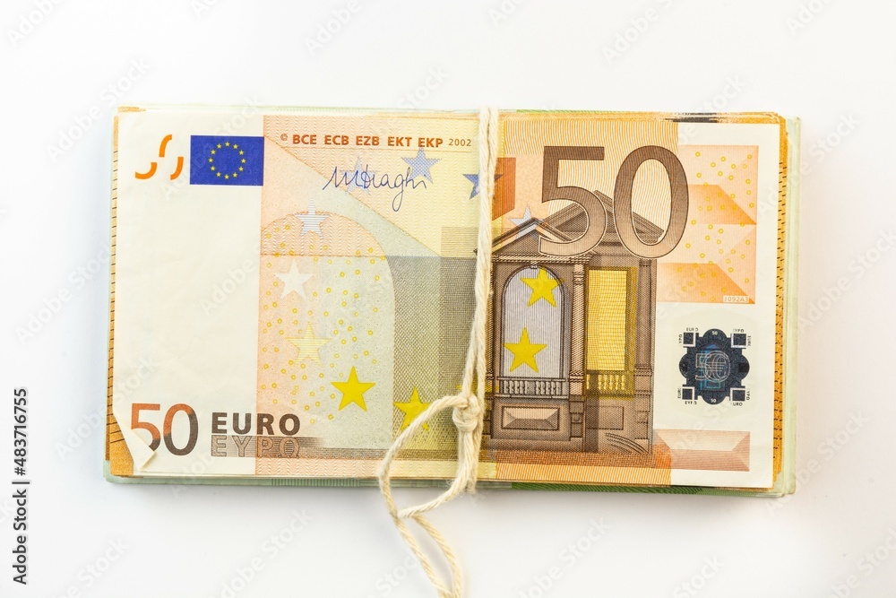 bills of 50 euro paper money cash - 50 eur notes - Banknotes at white background - euro banknotes of the money of the europe currency bills of 50 euro paper money cash - 50 eur notes - Banknotes at white background - euro banknotes of the money of the europe currency