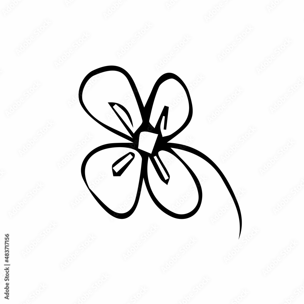 Flower icon. Hand drawn simple black outline vector illustration clip art in doodle style, isolated on white background Flower icon. Hand drawn simple black outline vector illustration clip art in doodle style, isolated on white background