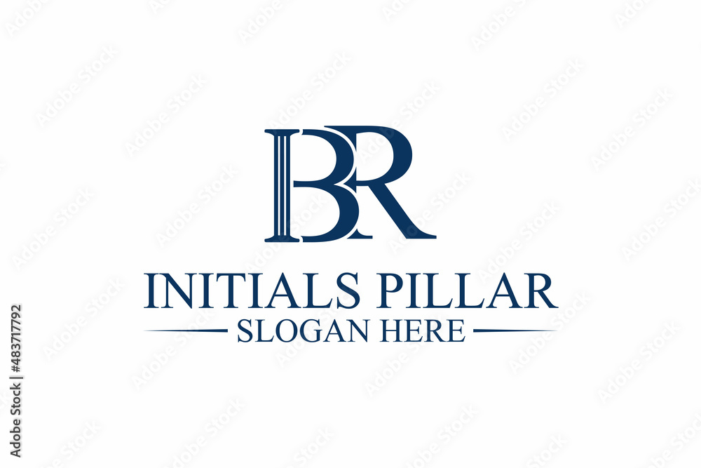 legal pillar logo, initial letter b/r. premium vector