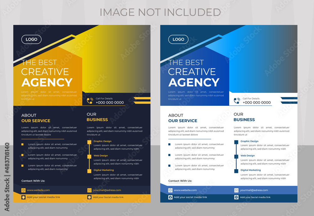 Modern flyer design template for corporate business agency 2 color easy to use