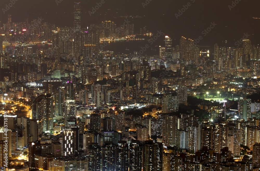 Bird's Eye View of City at Night