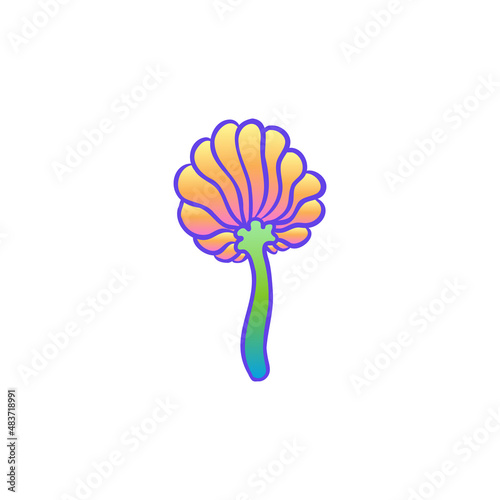 Colorful flower, retro 60s, 70s hippie style. Vintage psychedelic vector desi...