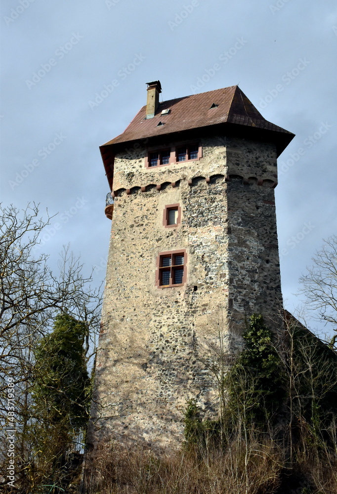 Turm der Burg Sponeck im Winter
