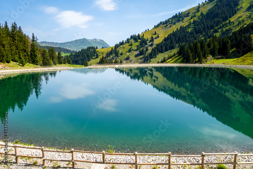 Lake of Balme and Mountain landscape in La Clusaz, France