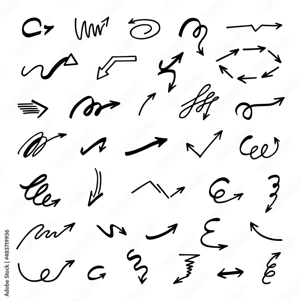 Vector set of hand-drawn arrows, elements for presentation Vector set of hand-drawn arrows, elements for presentation