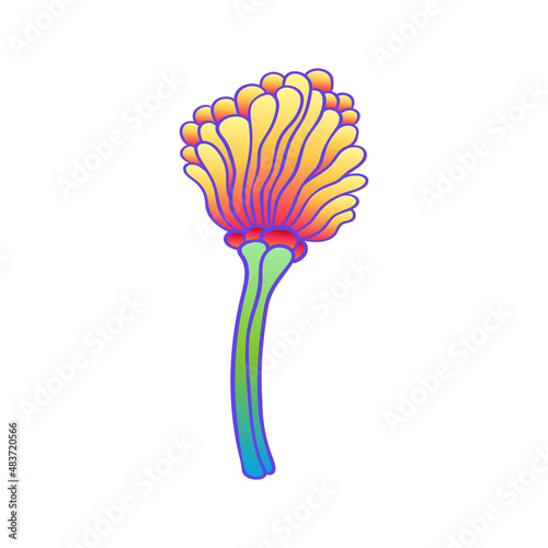 Colorful flower, retro 60s, 70s hippie style. Vintage psychedelic vector desi...