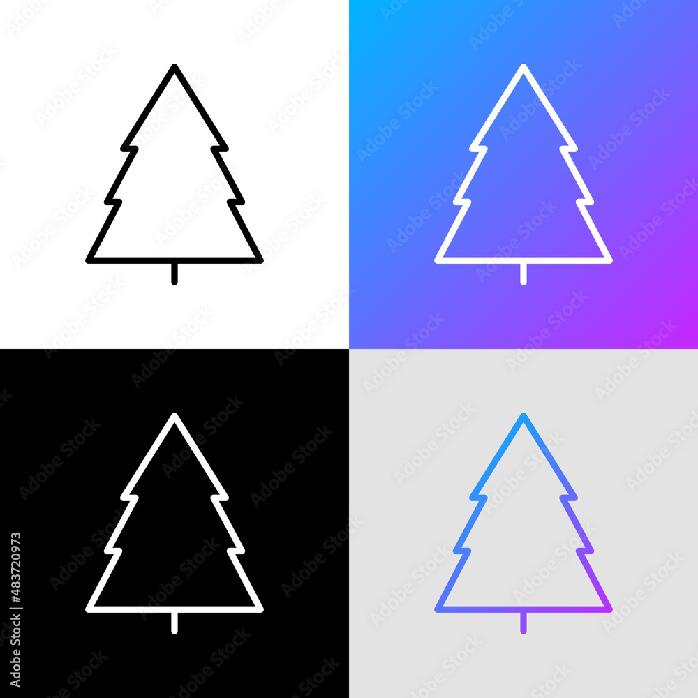 Christmas tree. Christmas and New Year decoration. Minimalistic simple thin line icon. Vector illustration for greeting card Christmas tree. Christmas and New Year decoration. Minimalistic simple thin line icon. Vector illustration for greeting card