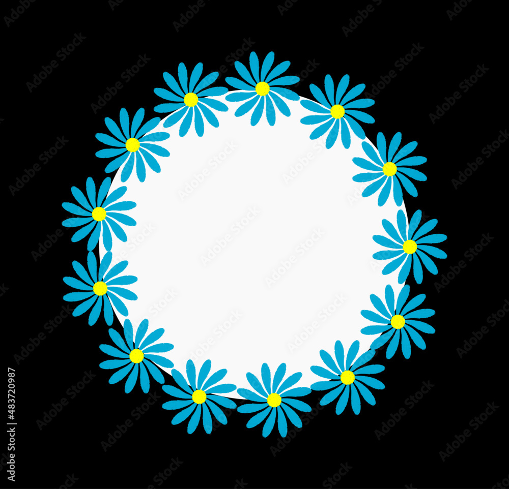 a green circular frame made of flowers	