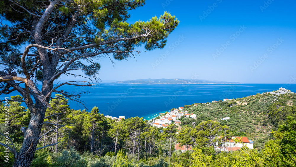 amazing view on village Bratus on Makarska riviera in Dalmatia in Croatia