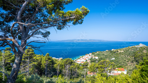 Obraz na płótnie amazing view on village Bratus on Makarska riviera in Dalmatia in Croatia w salonie
