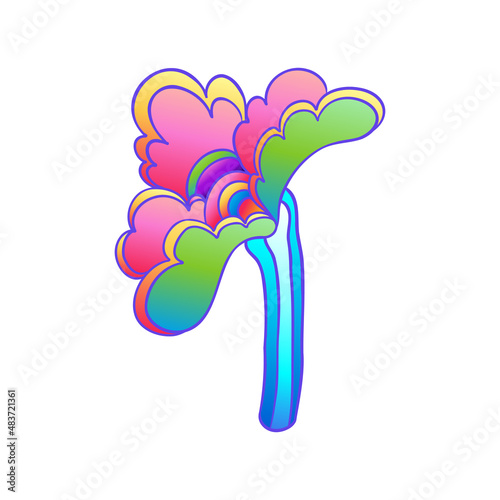 Colorful flower, retro 60s, 70s hippie style. Vintage psychedelic vector desi...