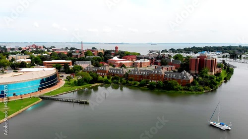Hampton University, Virginia, Aerial View, Hampton River photo