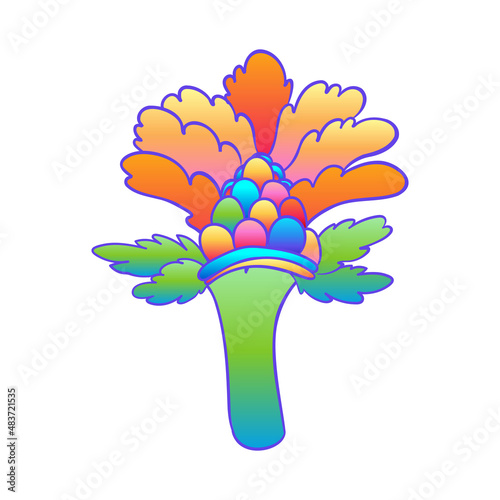 Colorful flower, retro 60s, 70s hippie style. Vintage psychedelic vector desi...