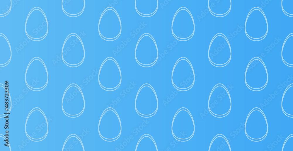 Easter wrapping paper design with eggs - seamless background. Lines with Easter eggs on a blue background. Happy Easter concept.