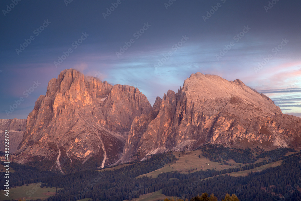 Dolomiten, Berge im Abendrot