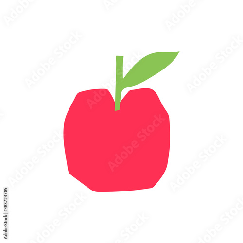 Apple. Cutouts fruit. Shape colored cardboard or paper. Funny childish applique