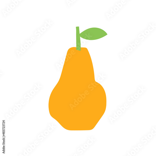 Pear. Cutouts fruit. Shape colored cardboard or paper. Funny childish applique
