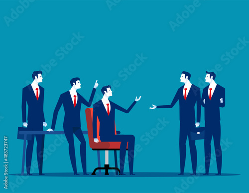 Business colleagues team arguing having dispute in office. Business conflict and teamwork problem