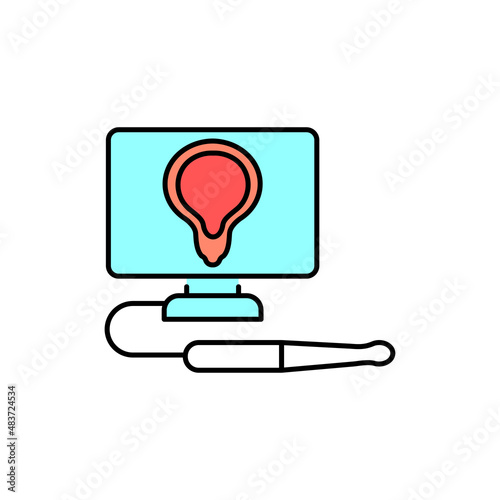 Ultrasound urinary system color line icon. Pictogram for web page