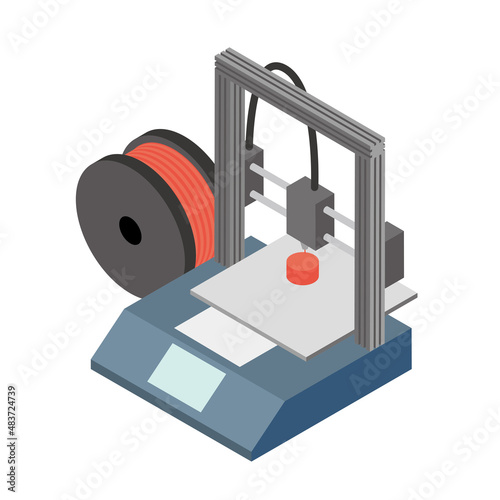 3Dプリンターのアイソメトリックイラスト