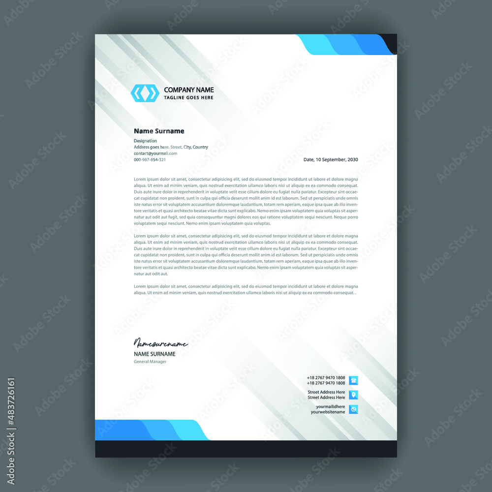Abstract Modern company letterhead design template Abstract Modern company letterhead design template