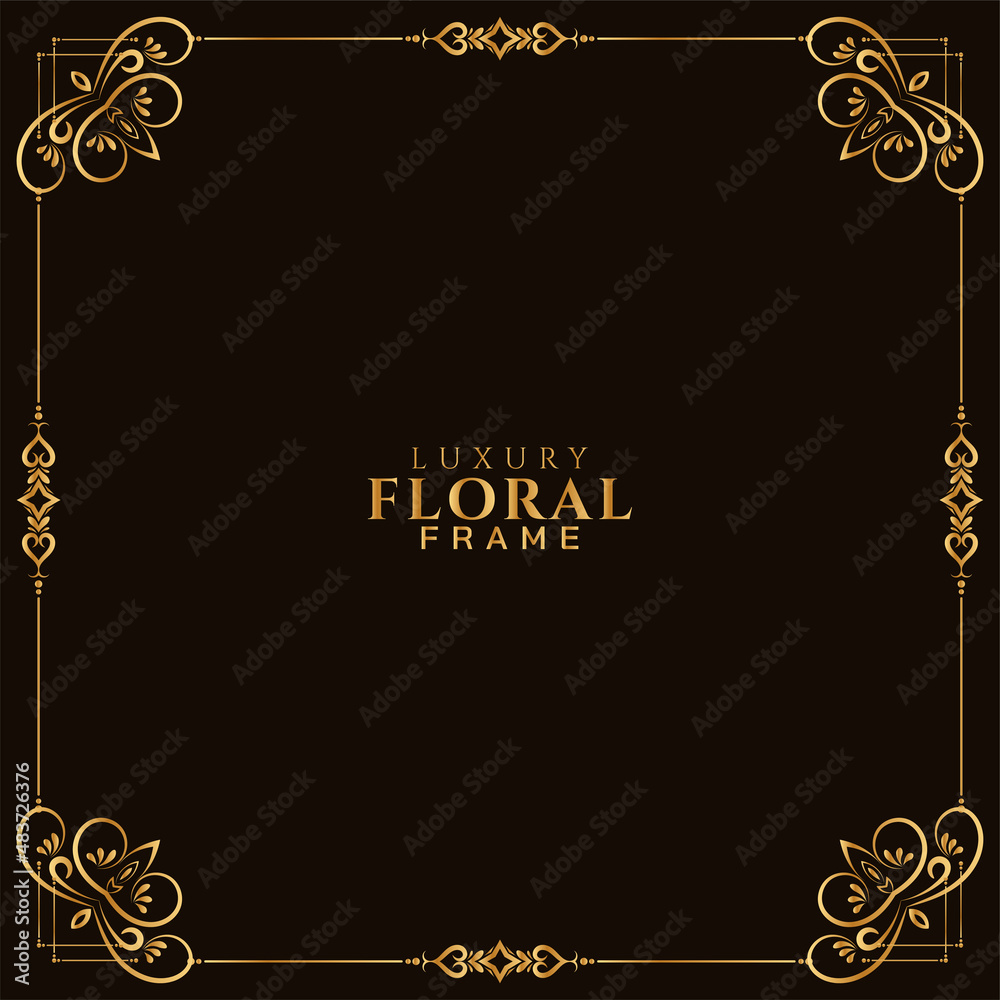 Golden floral frame design decorative background Stock Vector | Adobe Stock