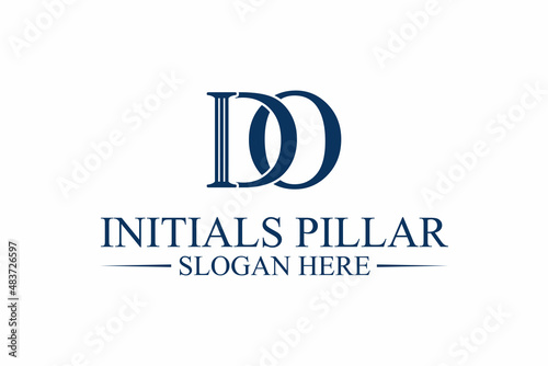 legal pillar logo, initial letter d/o. premium vector